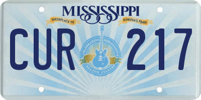 MS license plate CUR217