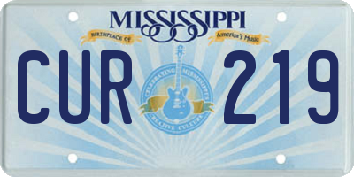 MS license plate CUR219