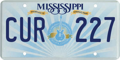 MS license plate CUR227