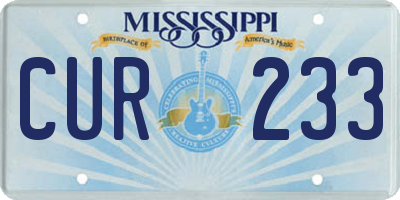 MS license plate CUR233