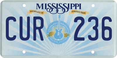 MS license plate CUR236