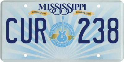 MS license plate CUR238