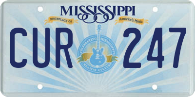 MS license plate CUR247