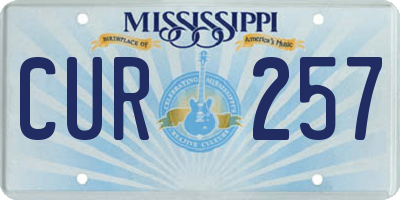 MS license plate CUR257