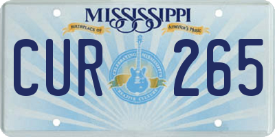 MS license plate CUR265