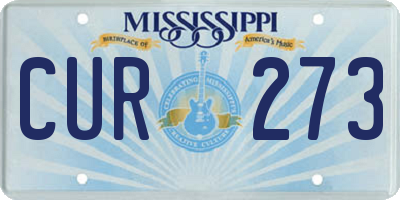 MS license plate CUR273