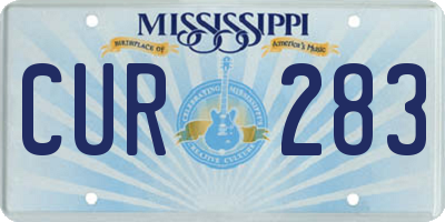 MS license plate CUR283