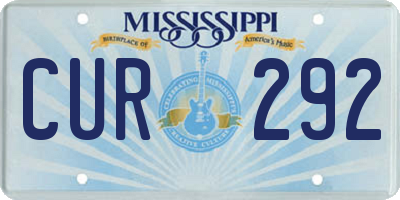 MS license plate CUR292