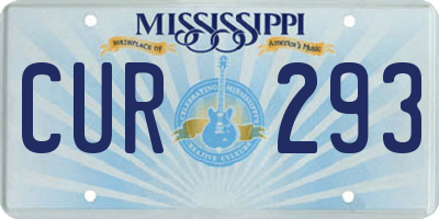 MS license plate CUR293