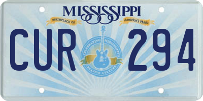 MS license plate CUR294