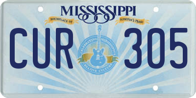 MS license plate CUR305