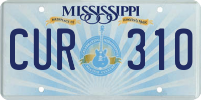 MS license plate CUR310