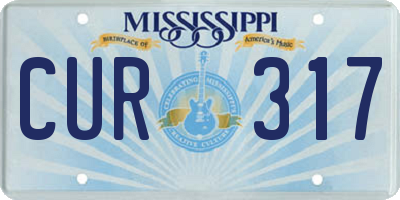 MS license plate CUR317