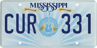 MS license plate CUR331