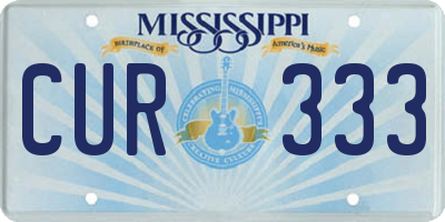 MS license plate CUR333