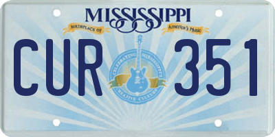 MS license plate CUR351