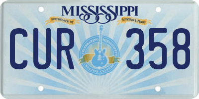 MS license plate CUR358