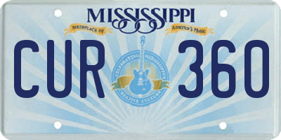 MS license plate CUR360