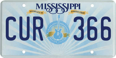 MS license plate CUR366