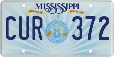 MS license plate CUR372