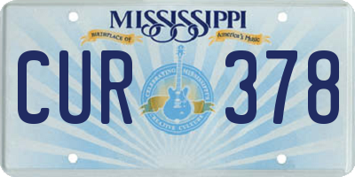 MS license plate CUR378