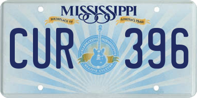 MS license plate CUR396
