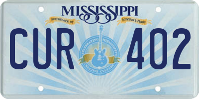 MS license plate CUR402