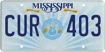 MS license plate CUR403