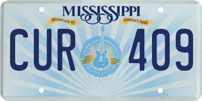 MS license plate CUR409