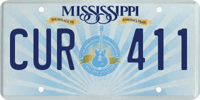 MS license plate CUR411