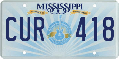 MS license plate CUR418