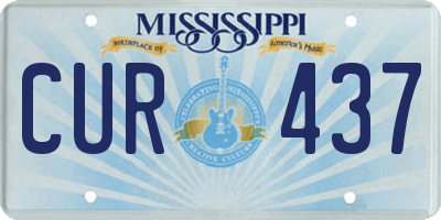 MS license plate CUR437