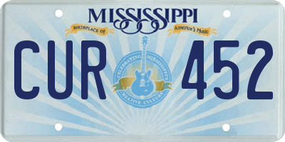 MS license plate CUR452