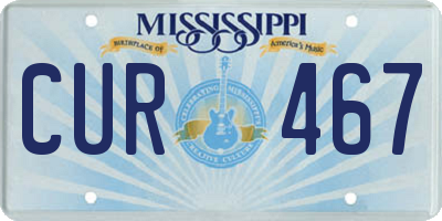 MS license plate CUR467