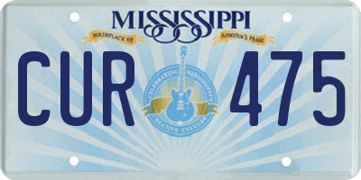 MS license plate CUR475