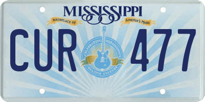 MS license plate CUR477