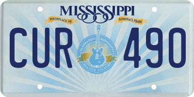 MS license plate CUR490