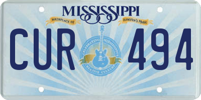 MS license plate CUR494