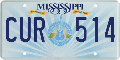MS license plate CUR514