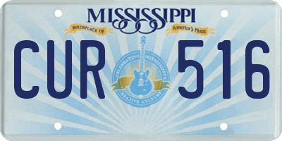 MS license plate CUR516