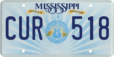 MS license plate CUR518