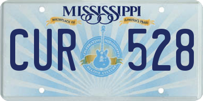 MS license plate CUR528