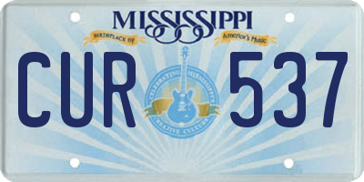 MS license plate CUR537
