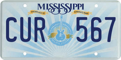 MS license plate CUR567