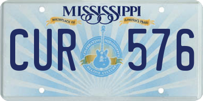 MS license plate CUR576