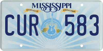 MS license plate CUR583