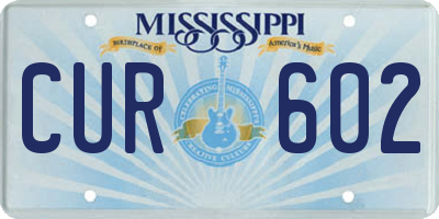 MS license plate CUR602