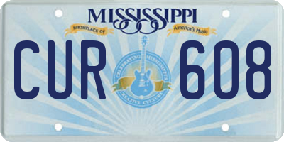 MS license plate CUR608