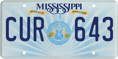 MS license plate CUR643