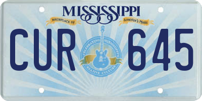MS license plate CUR645